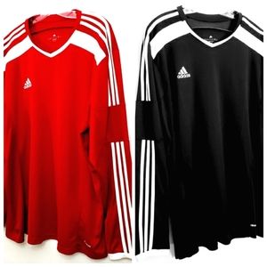 Nwot Set of  2 Adidas Climacool Jerseys Black & Red Striped Longsleeve A…